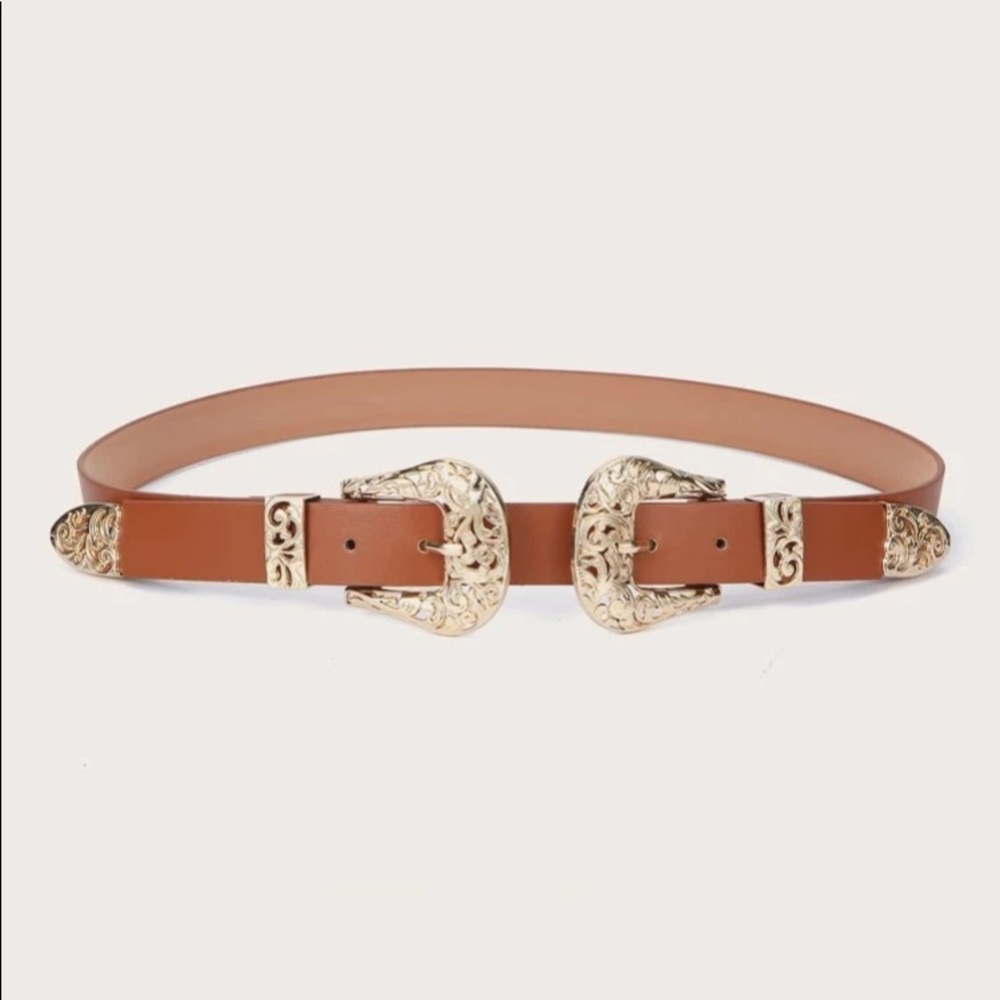 Brown Double Buckle Western Belt